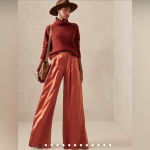 New 100% Silk Wide Leg Pants